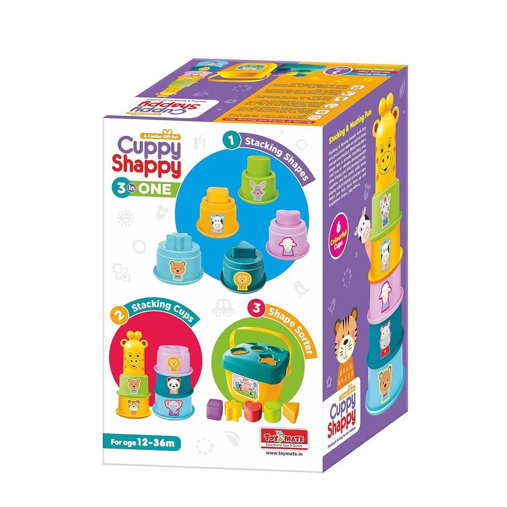 Toy Mate - 3-in-1 Cuppy Shappy Stacking Cups & Shape Sorter Toy