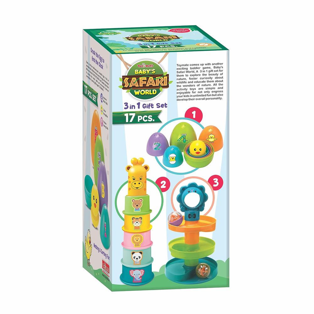 Toy Mate - 3-in-1 Baby's Safari World Educational Gift Set - 17 Pc Set