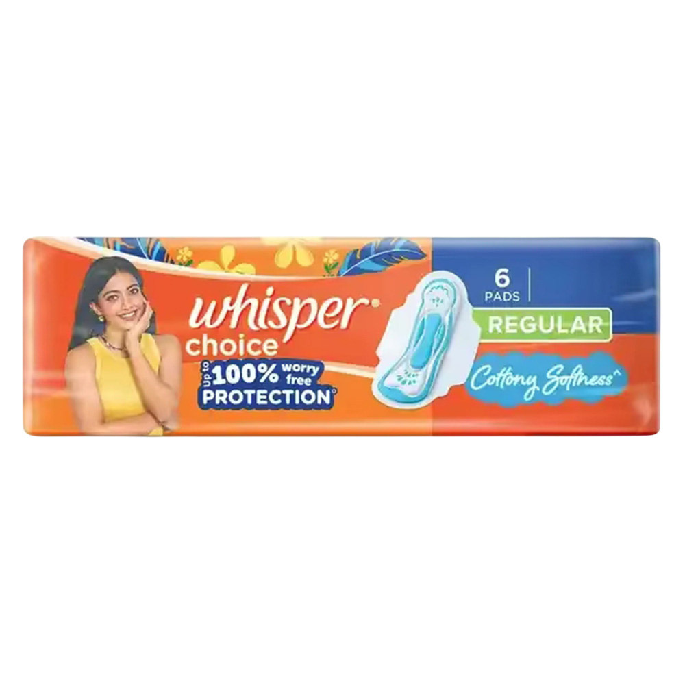 Whisper - Choice Regular Sanitary Pads With Cottony Softness - 6 Pads