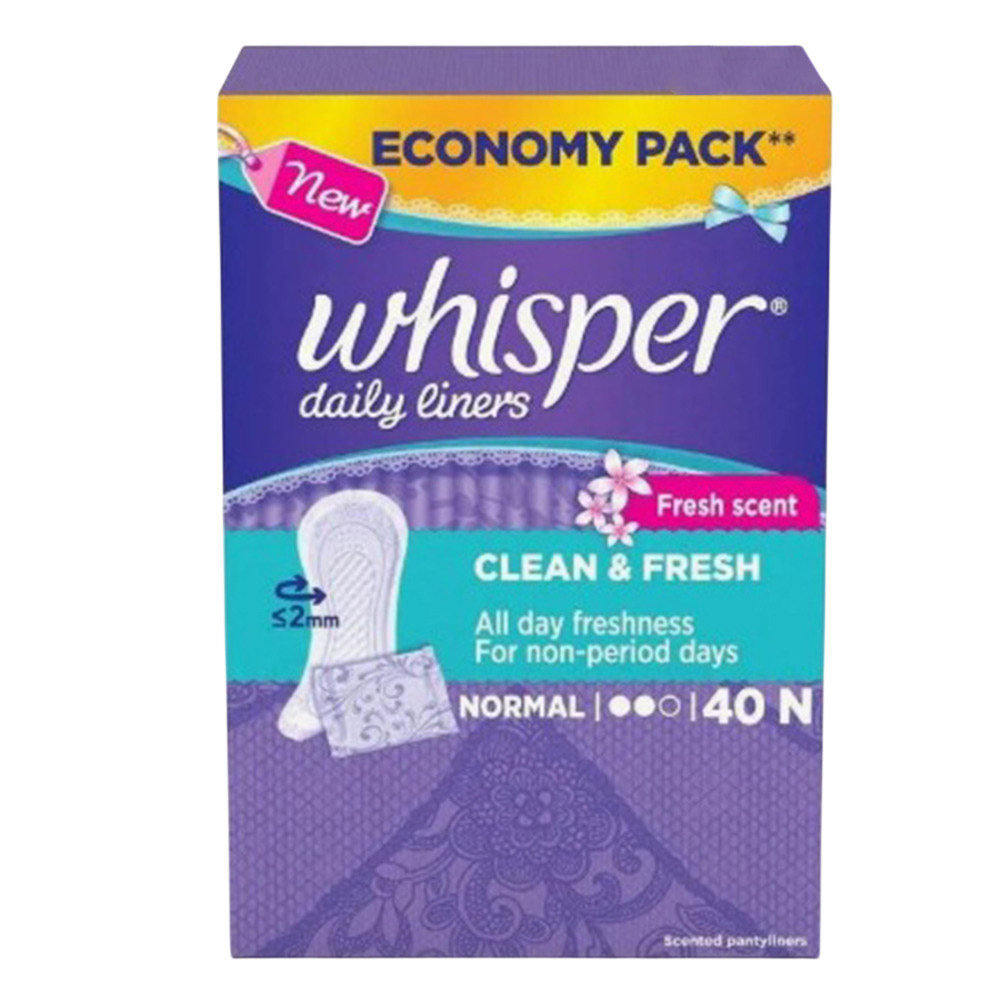 Whisper - Clean And Fresh Daily Liners - Normal - 40 Liners