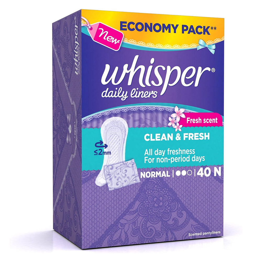 Whisper - Clean And Fresh Daily Liners - Normal - 40 Liners