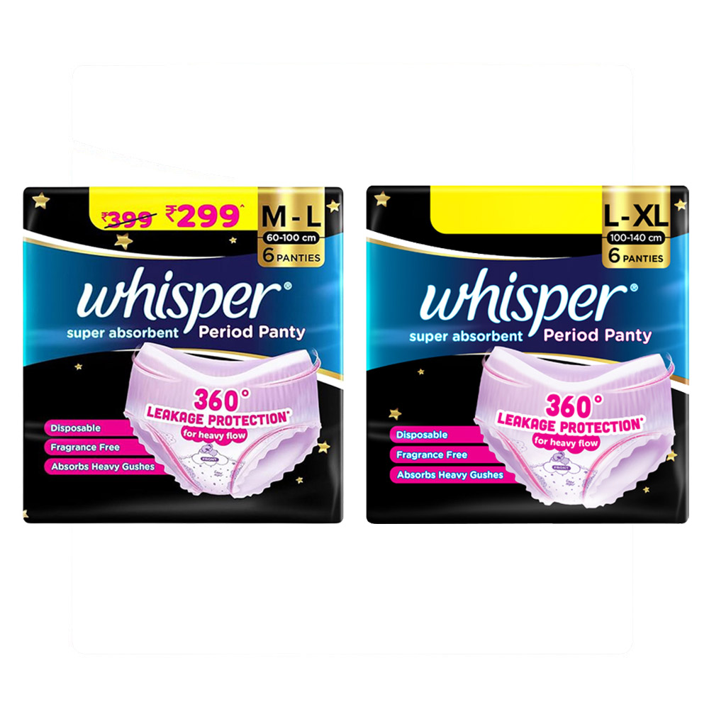 Whisper - Super Absorbent Period Panties - 6 Pc Set