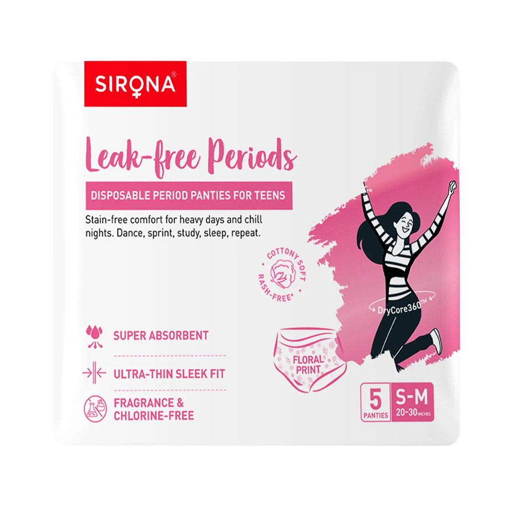 Sirona - Leak-Free Teens Period Panties - S/M - 5 Pc Set