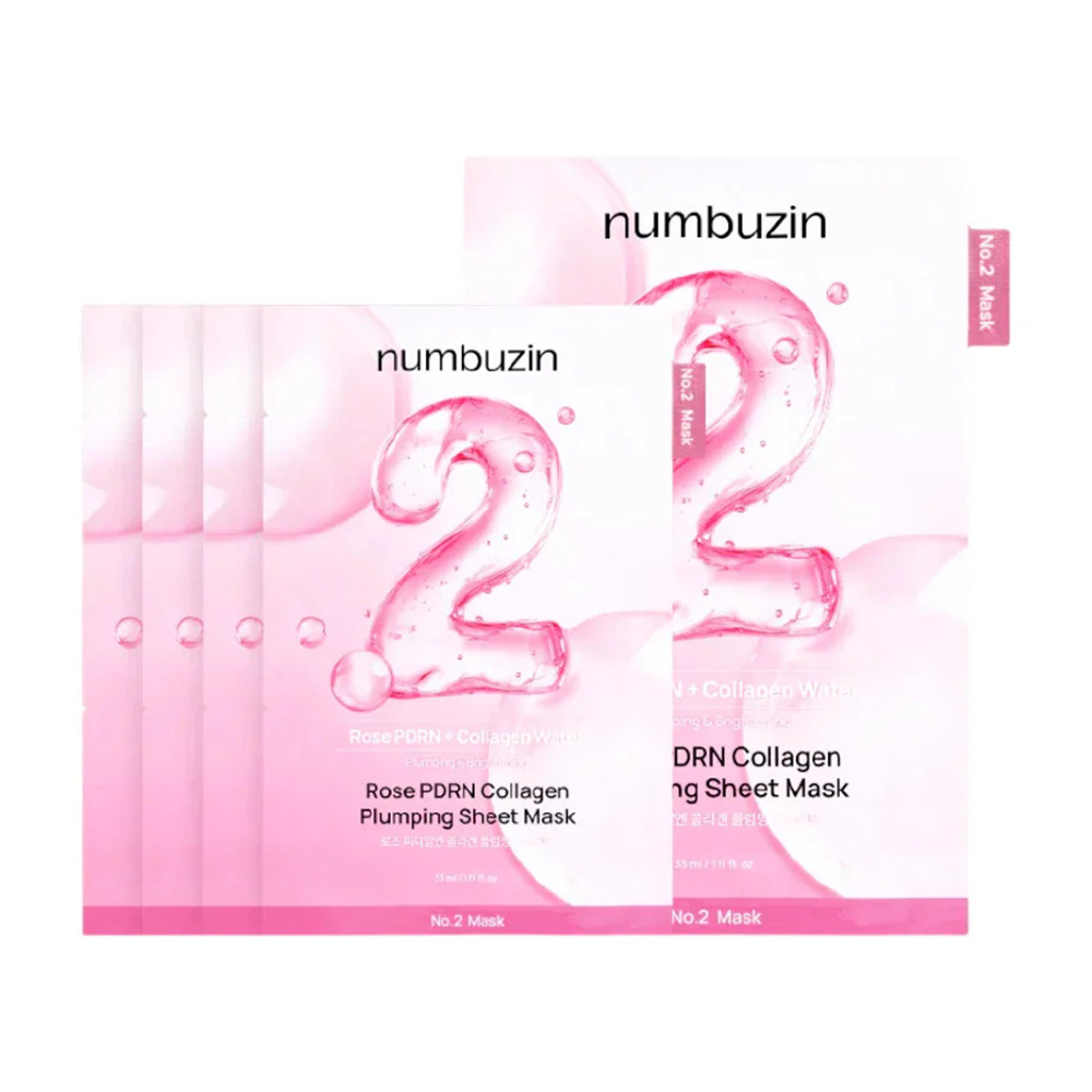 Numbuzin - No.2 Rose PDRN Collagen Plumping Sheet Mask - 5 Pcs - 33 ml