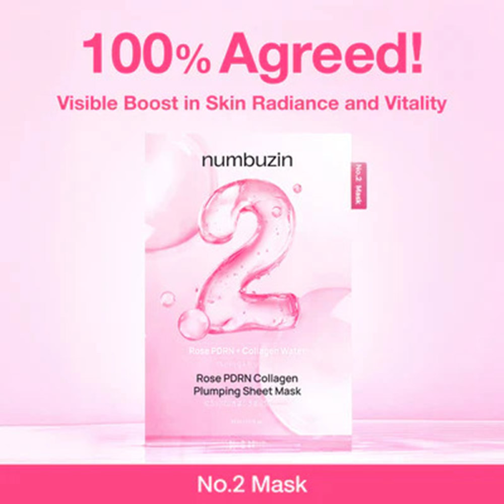 Numbuzin - No.2 Rose PDRN Collagen Plumping Sheet Mask - 5 Pcs - 33 ml