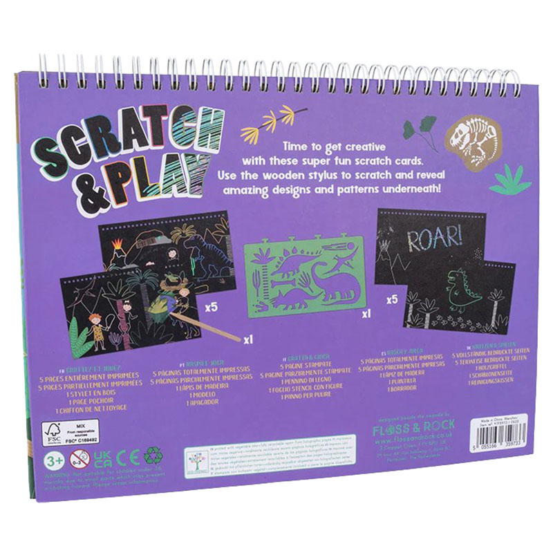 Floss & Rock - Scratch And Play Sipral Book - Dino