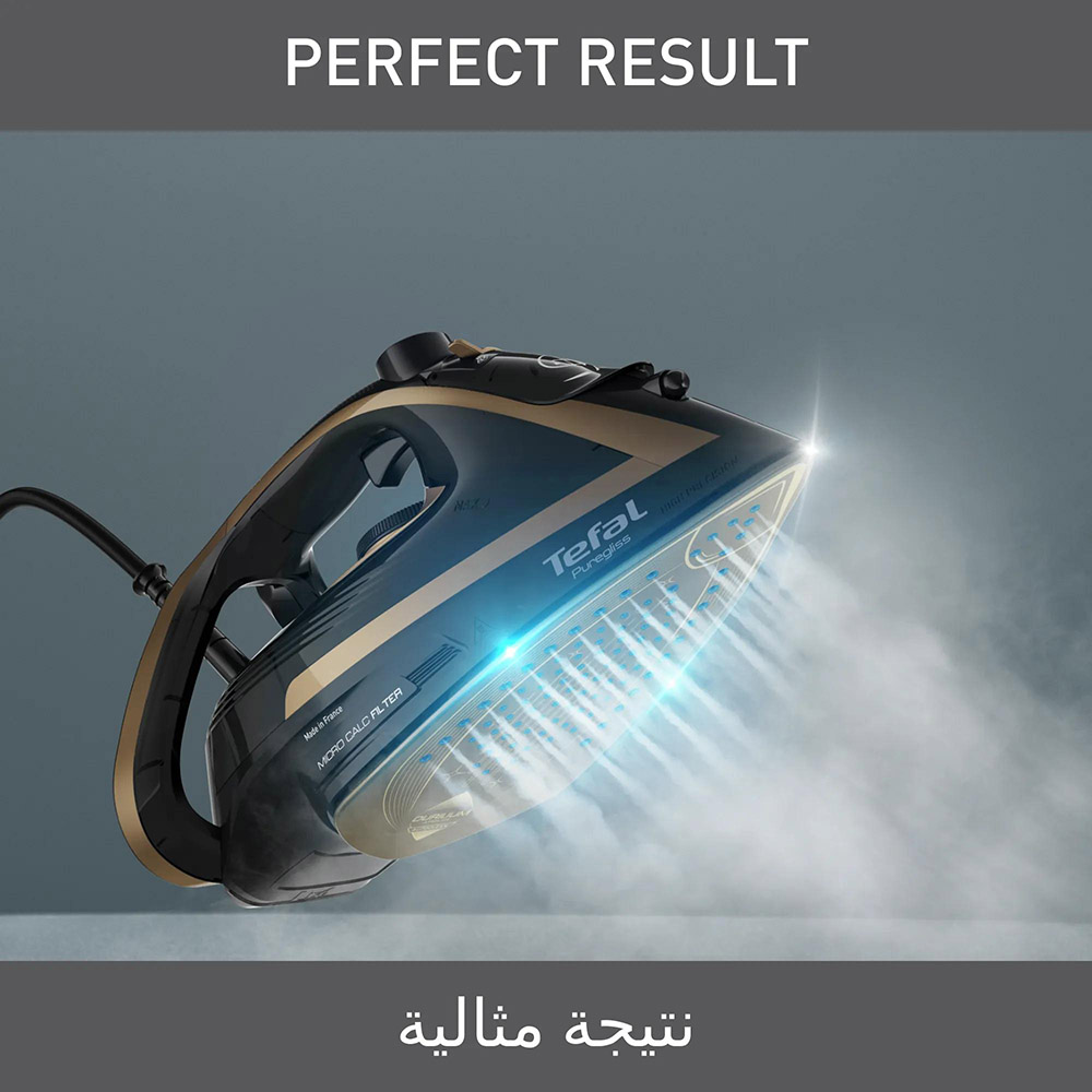 مكواة بخار تيفال - بيورجليس مايكرو كلس فلتر - أسود/ذهبي - 3000 واط