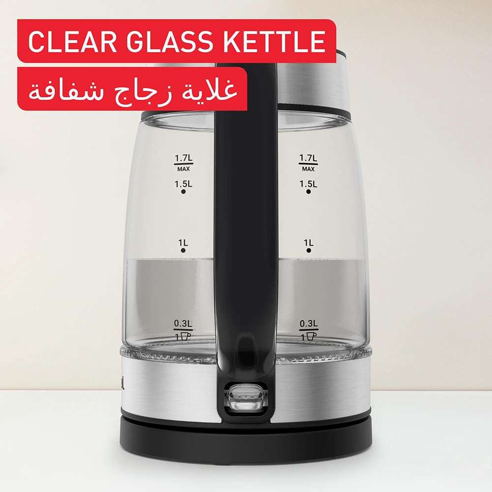 Tefal - Glass Electric Kettle - Black - 1.7 L