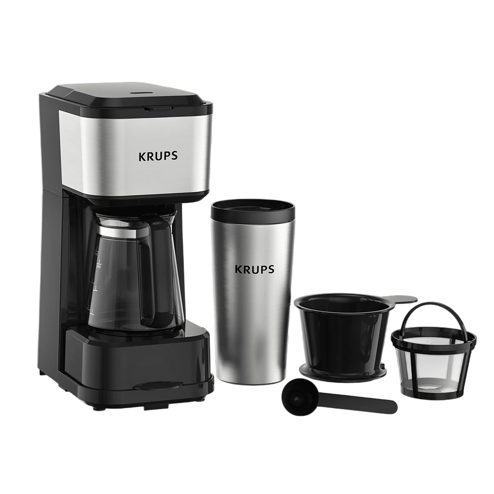 Krups - Simply Brew 4-In-1 Drip Coffee Maker - Black/Silver