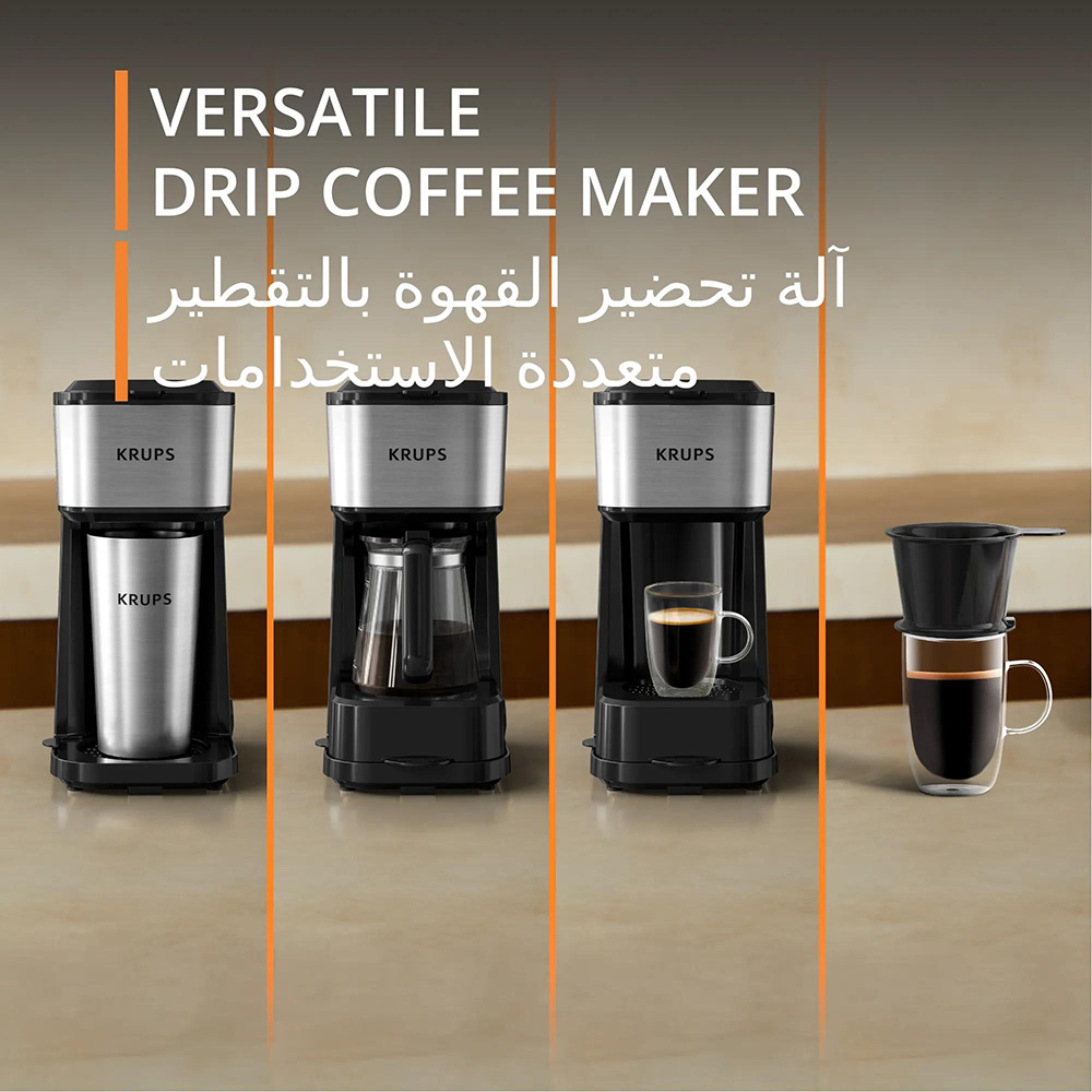 Krups - Simply Brew 4-In-1 Drip Coffee Maker - Black/Silver