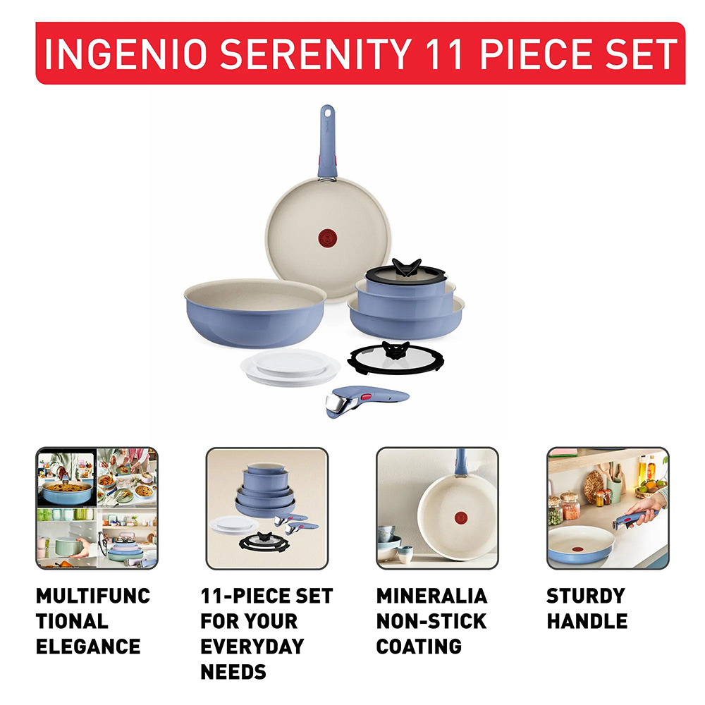 Tefal - Ingenio Serenity Non-Stick Cookware Set - 11 Pc Set