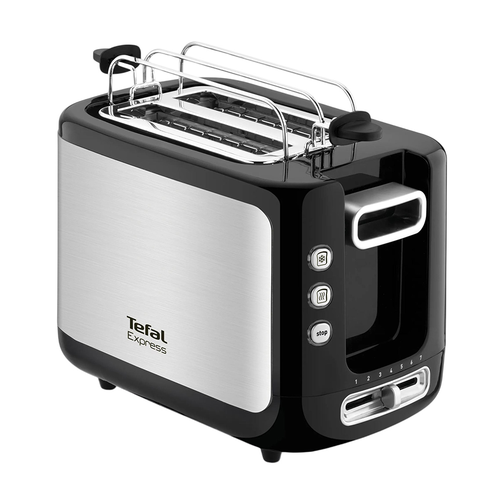 Tefal - New Express Dual Slot Stainless Steel Toaster - Black/Silver