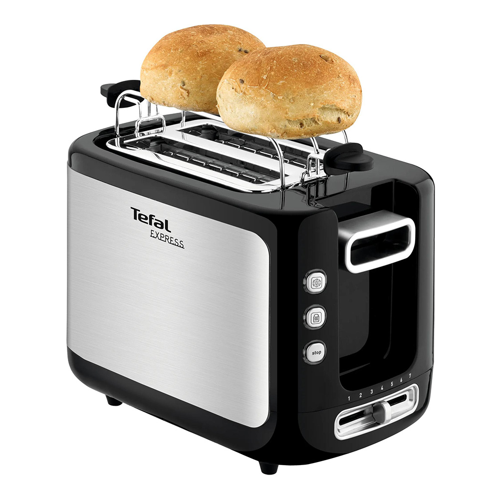 Tefal - New Express Dual Slot Stainless Steel Toaster - Black/Silver