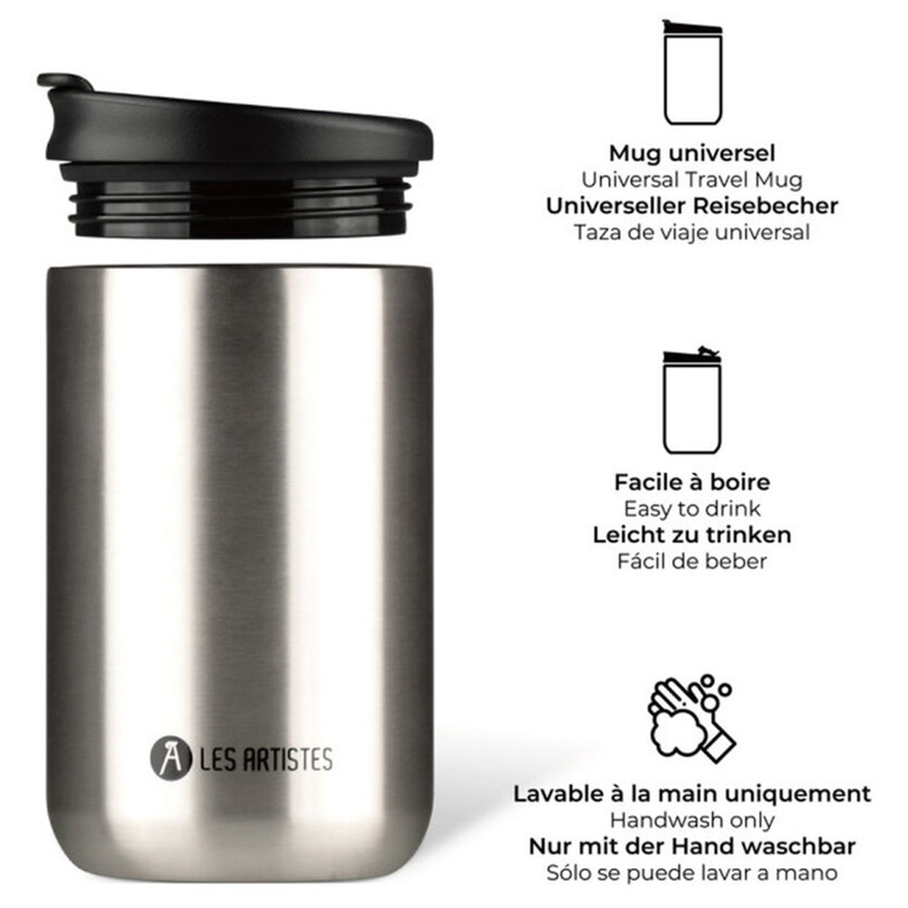 Les Artistes - 2.0 Stainless Steel Travel Mug - Metal Argent Bril - 350 ml