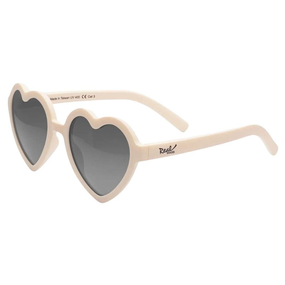 Real Shades Heart Mirror Lens Sunglasses Matte Almond - Gold