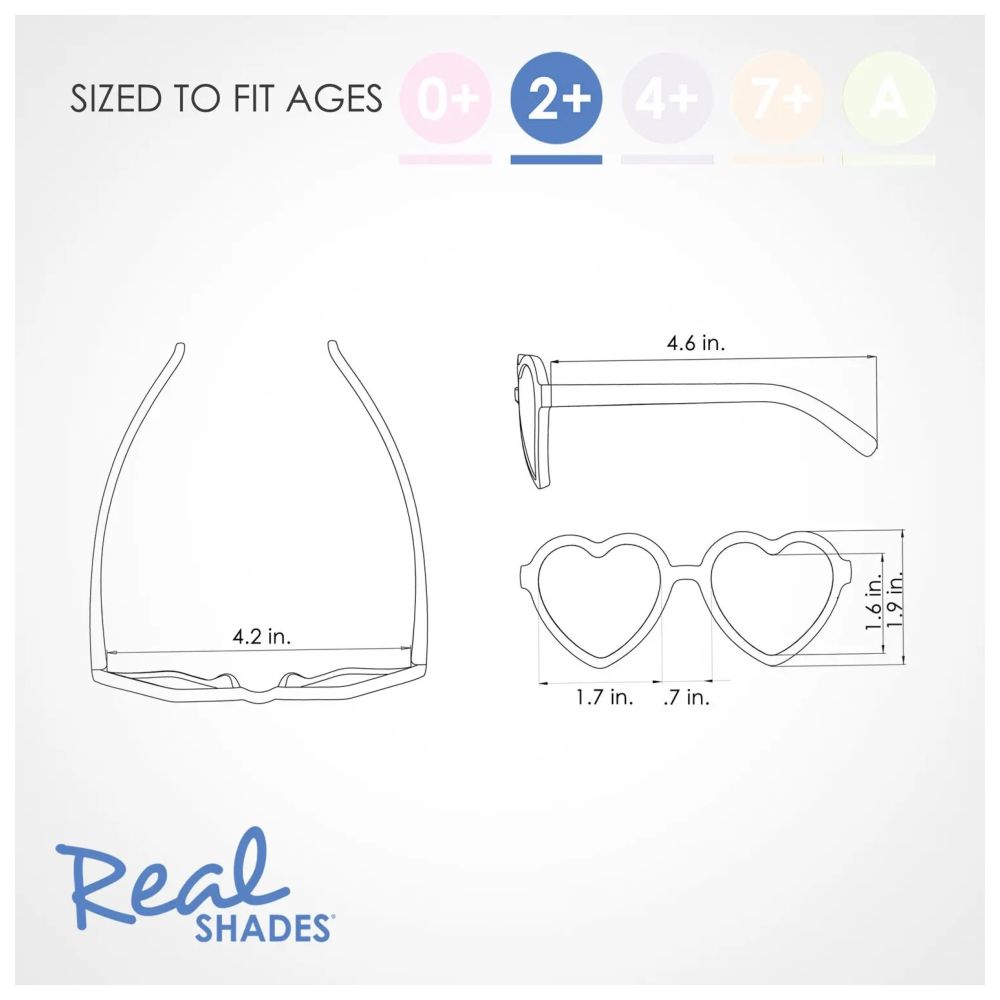 Real Shades Heart Mirror Lens Sunglasses Matte Almond - Gold