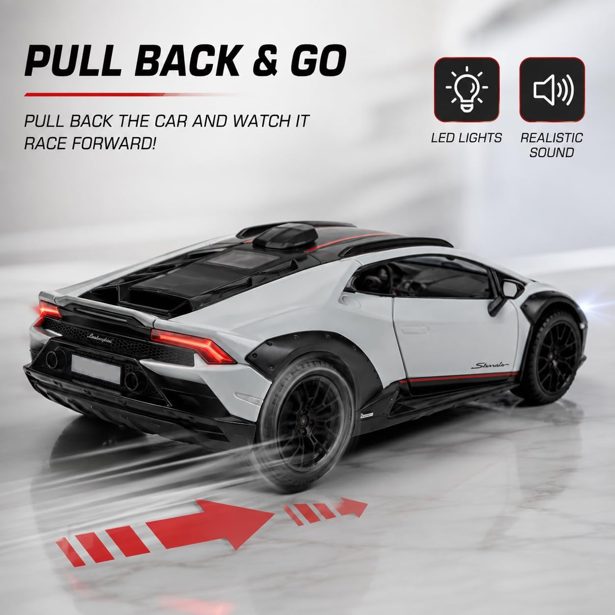 HMB - Lamborghini Huracan Sterrato 1:24 Die-Cast Model Car - Gray