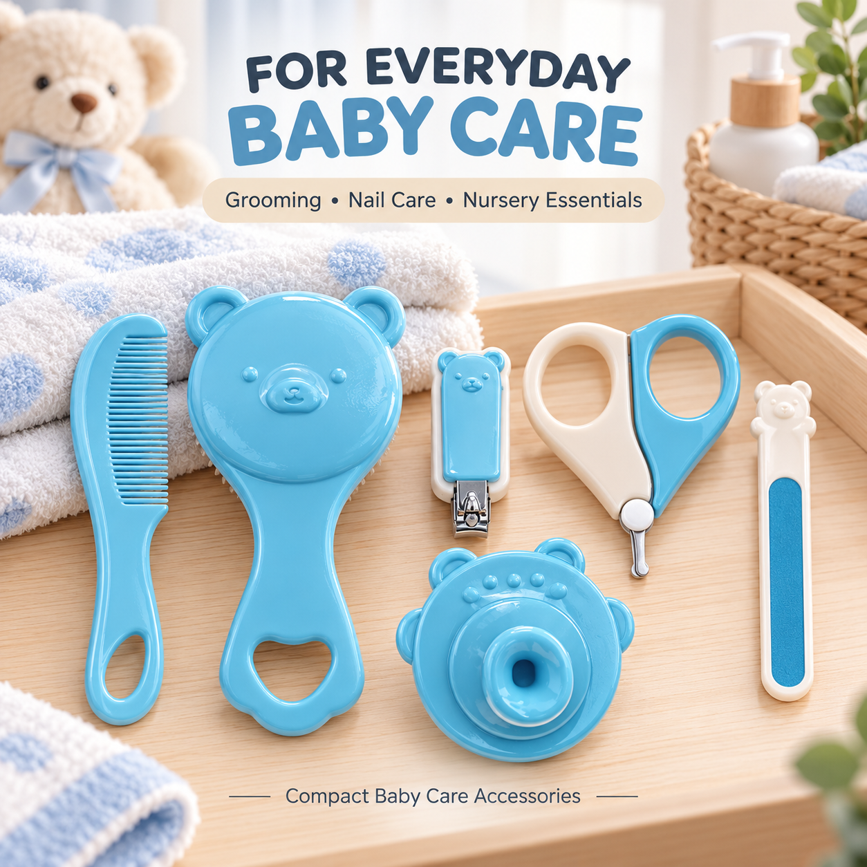 Little Beginnings 6pc Baby Care & Grooming Tool Set - Blue & White