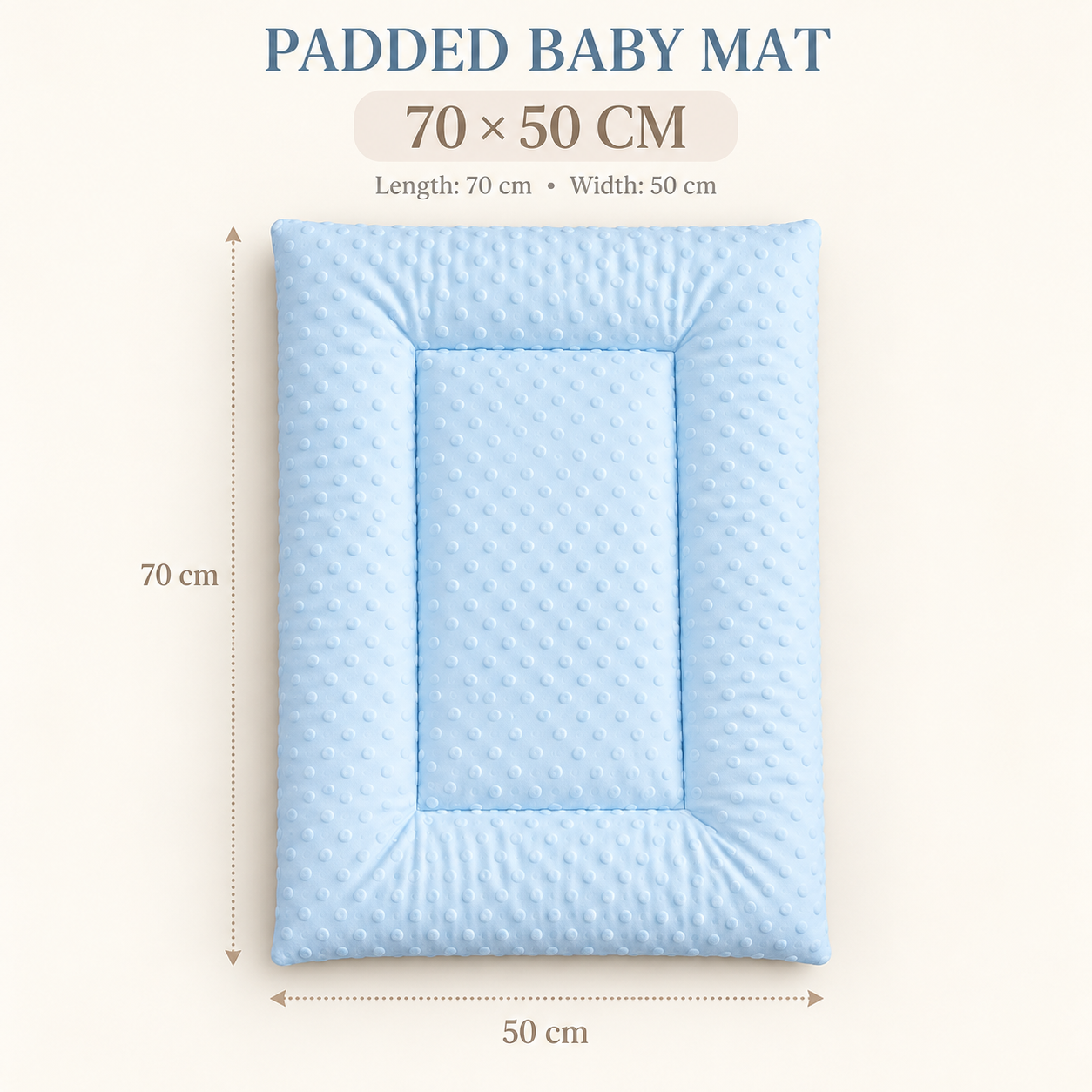 Little Beginnings Soft Padded Baby Mat with Raised Dots, Light Blue, 70 x 50 cm