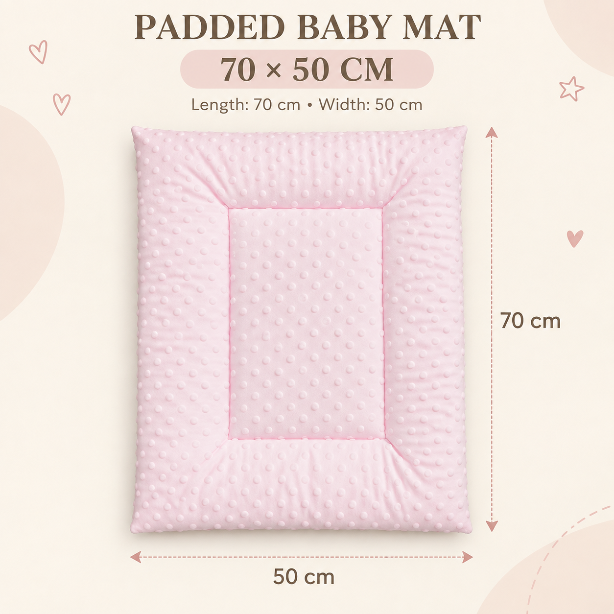 Little Beginnings Soft Padded Baby Mat with Raised Dots, Light Pink, 70 x 50 cm