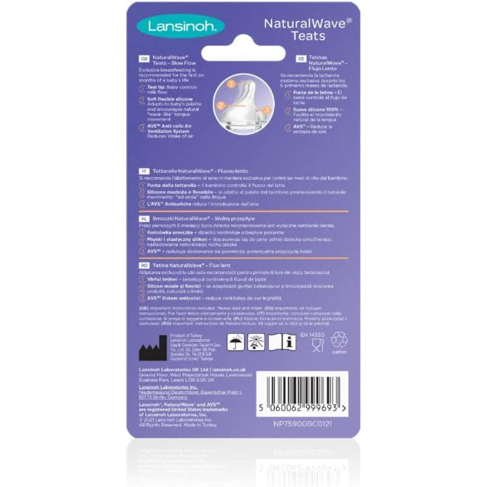 Lansinoh - Naturalwavetm Slow Flow Teats - 2 pcs
