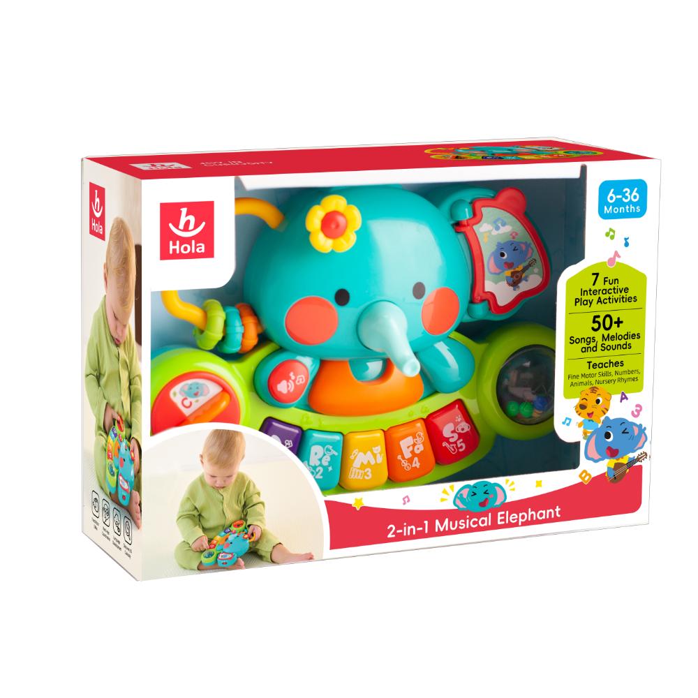 Hola - 2-In-1 Musical Elephant Keyboard Interactive Baby Toy