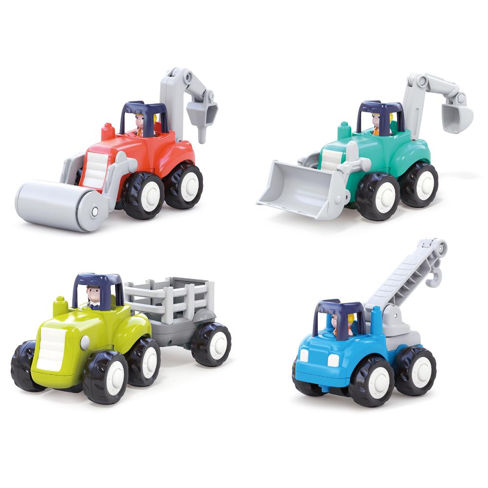 Hola - 4wd Construction Truck Toy Set For Kids - 4 Pcs
