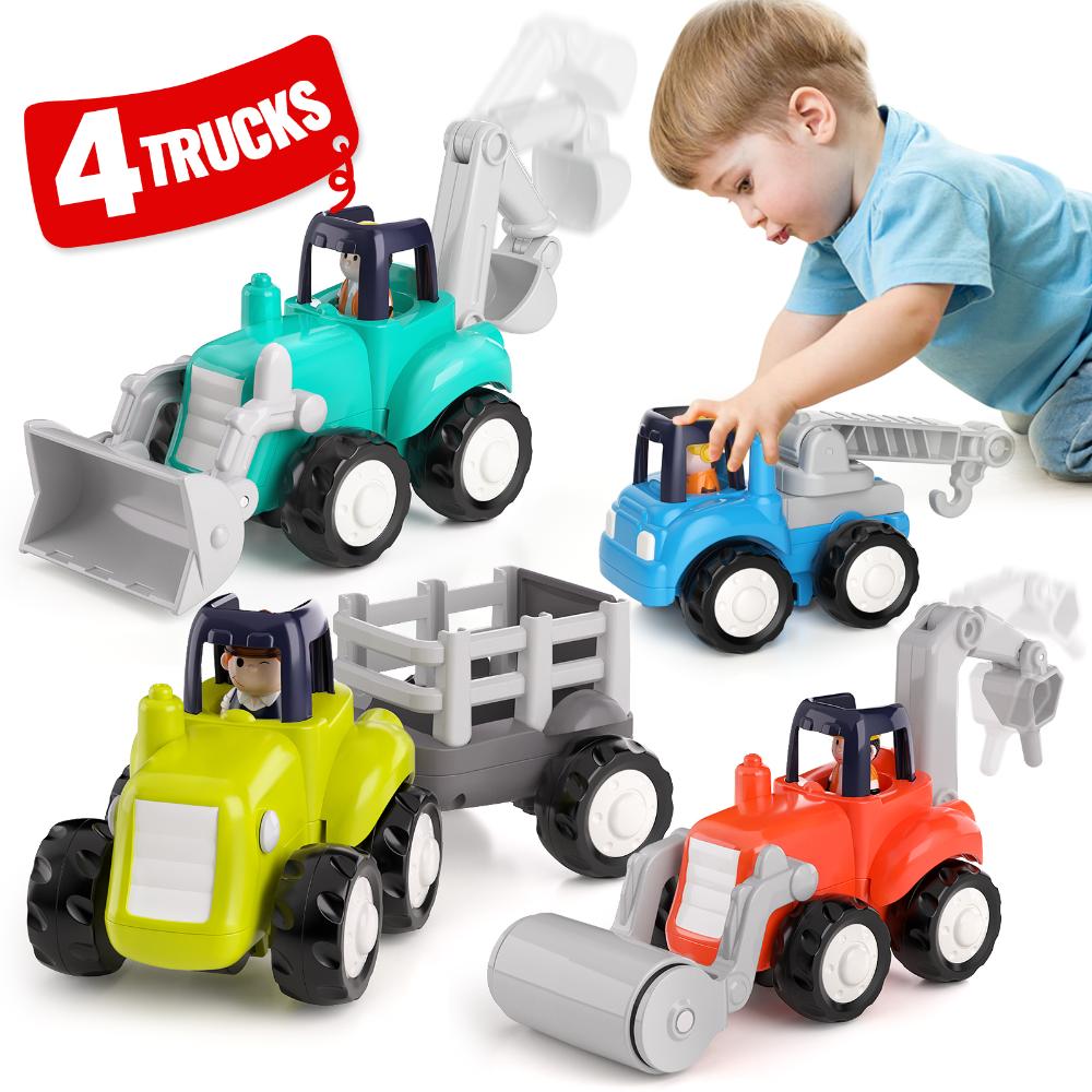 Hola - 4wd Construction Truck Toy Set For Kids - 4 Pcs