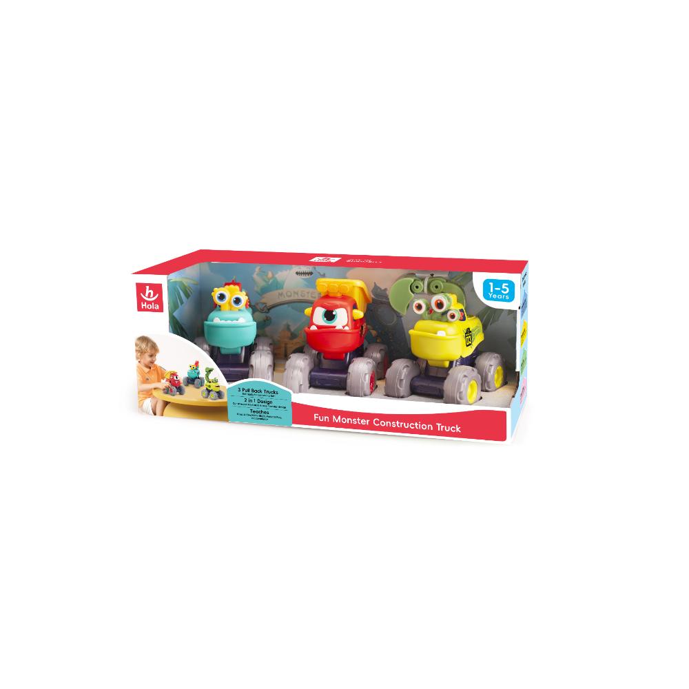 Hola - Fun Monster Construction Truck Set For Toddlers – 3 Pcs