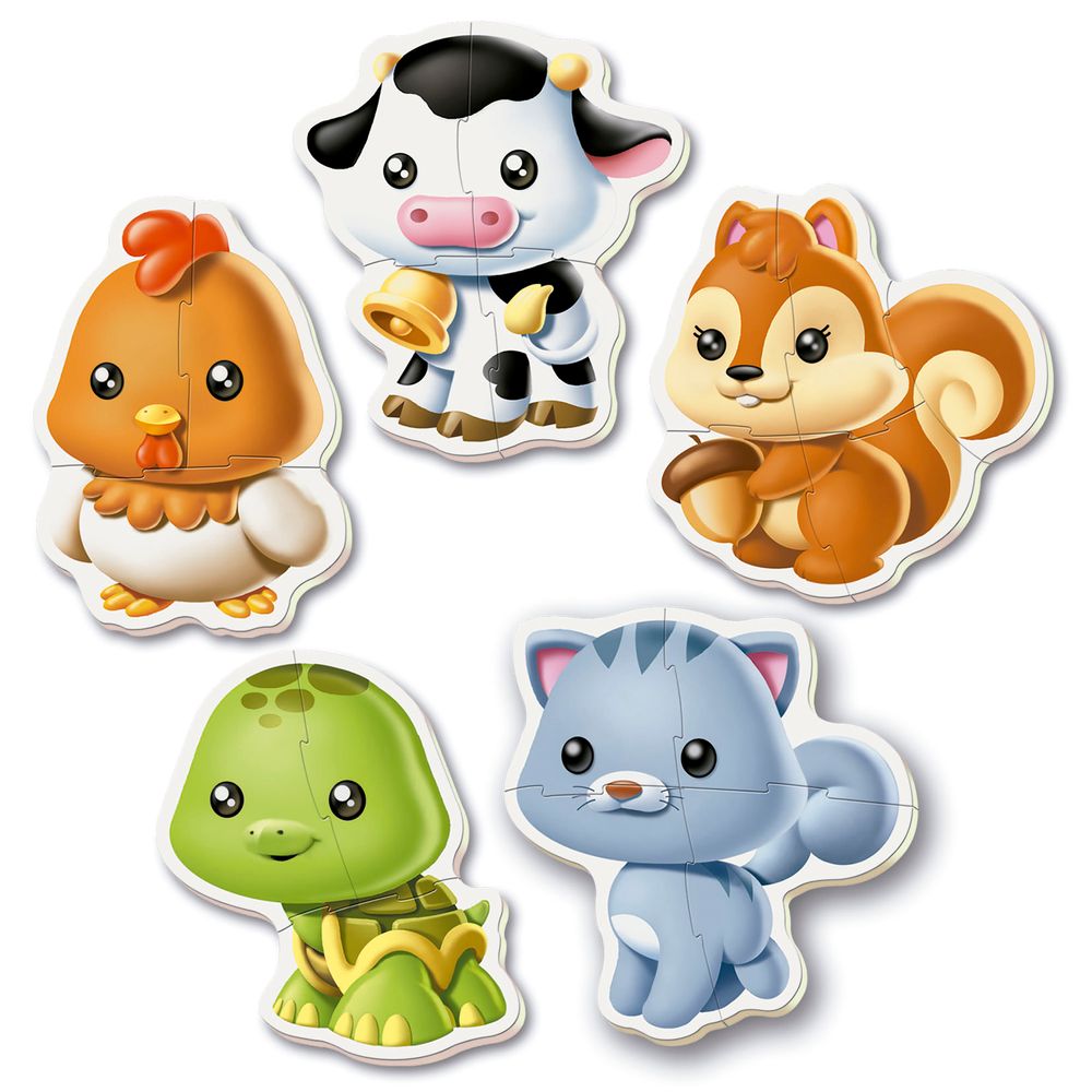 Educa - 5-In-1 Baby Jigsaw Puzzle Set - Animals - 19 Pcs