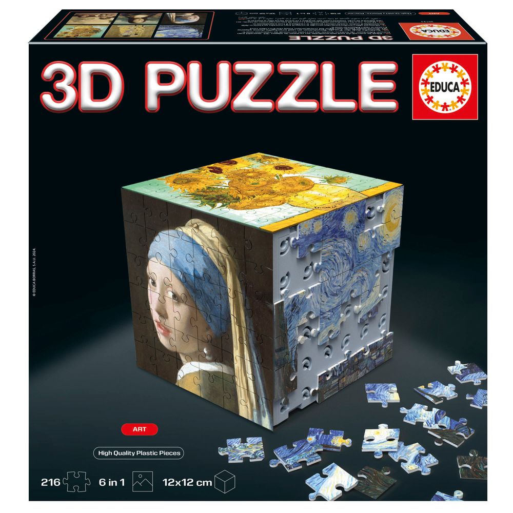 Educa - 6-In-1 3D Puzzle Cube Set - Art - 216 Pcs