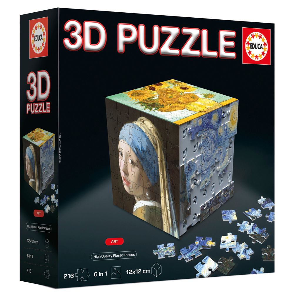 Educa - 6-In-1 3D Puzzle Cube Set - Art - 216 Pcs