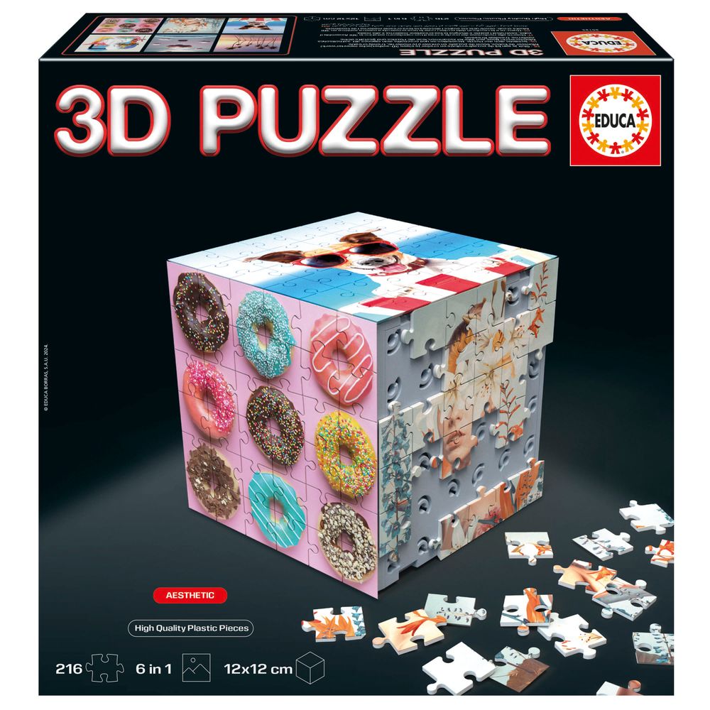 Educa - 6-In-1 3D Puzzle Cube Set - Aesthetic - 216 Pcs