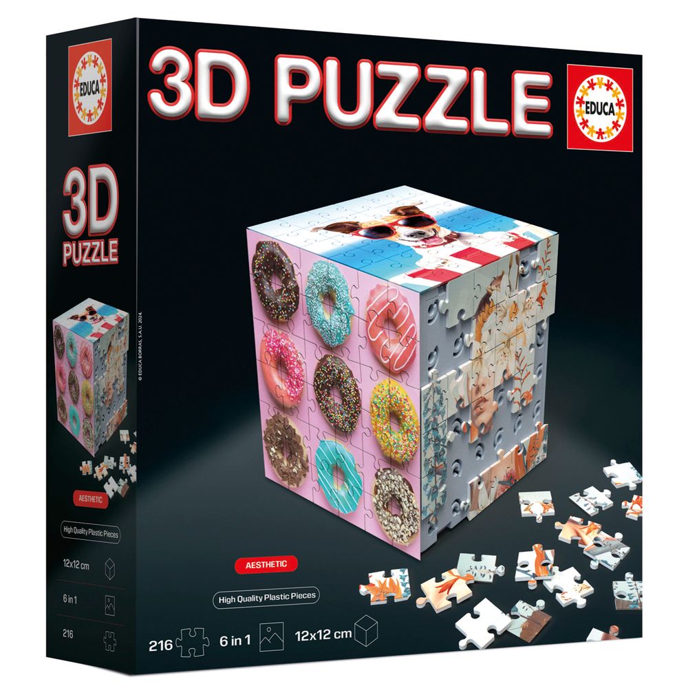 Educa - 6-In-1 3D Puzzle Cube Set - Aesthetic - 216 Pcs