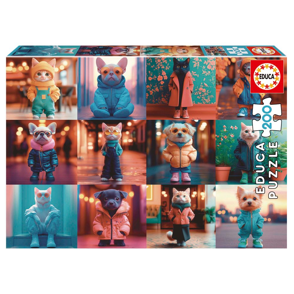 Educa - Jigsaw Puzzle Set - Fashion Animals - 200 Pcs