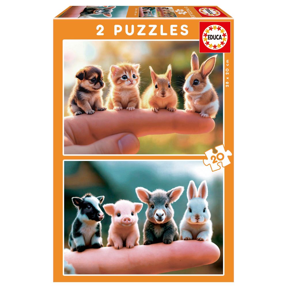 Educa - 2-In-1 Jigsaw Puzzle Set - Baby Animals - 40 Pcs