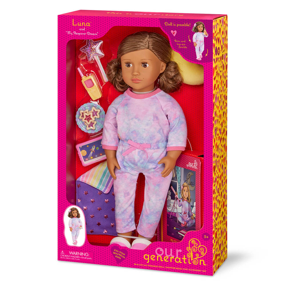 Our Generation - Luna Doll And My Sleepover Dream Playset - 18 Inch