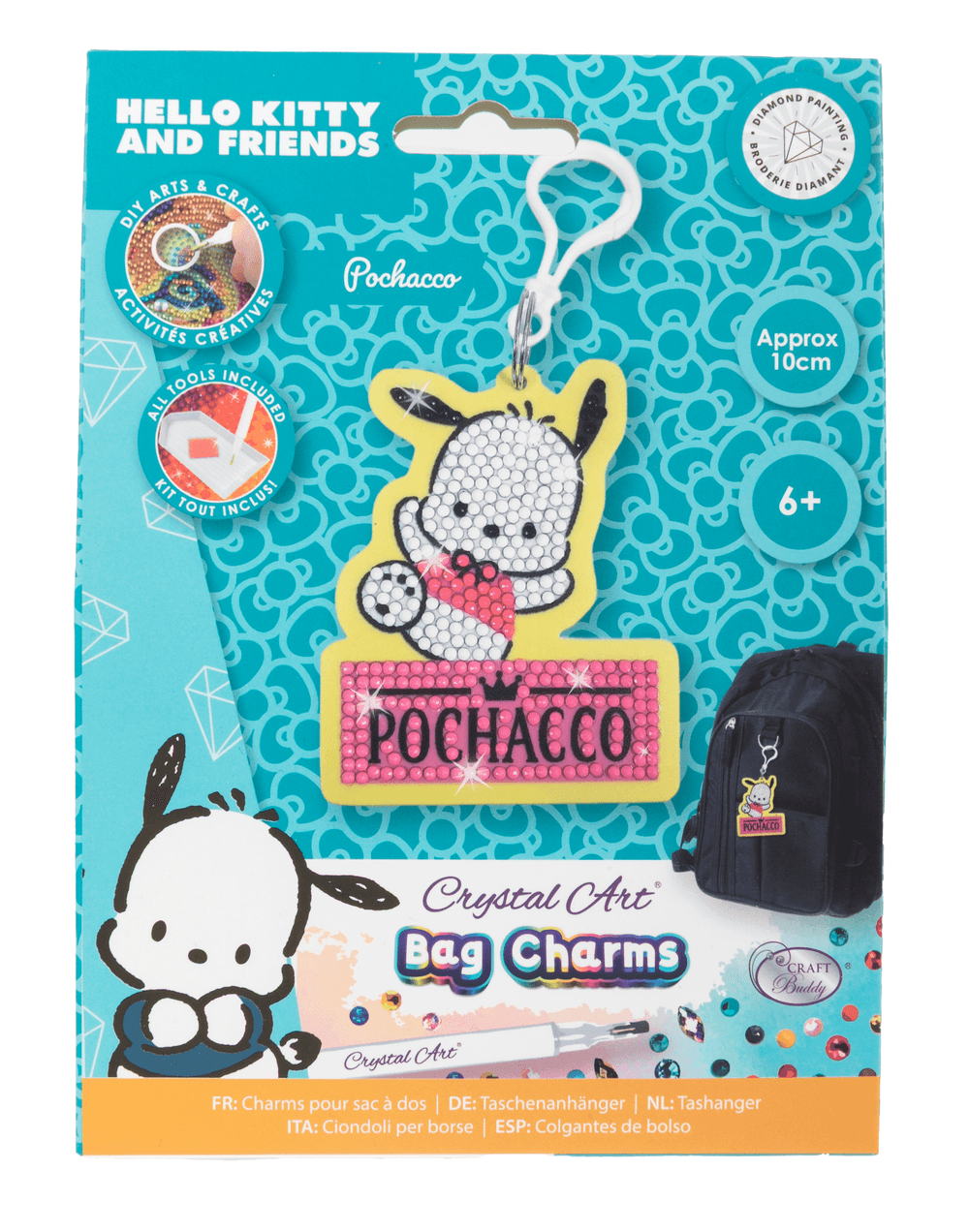 Craft Buddy - Pochacco Crystal Art Bag Charm - 10 cm