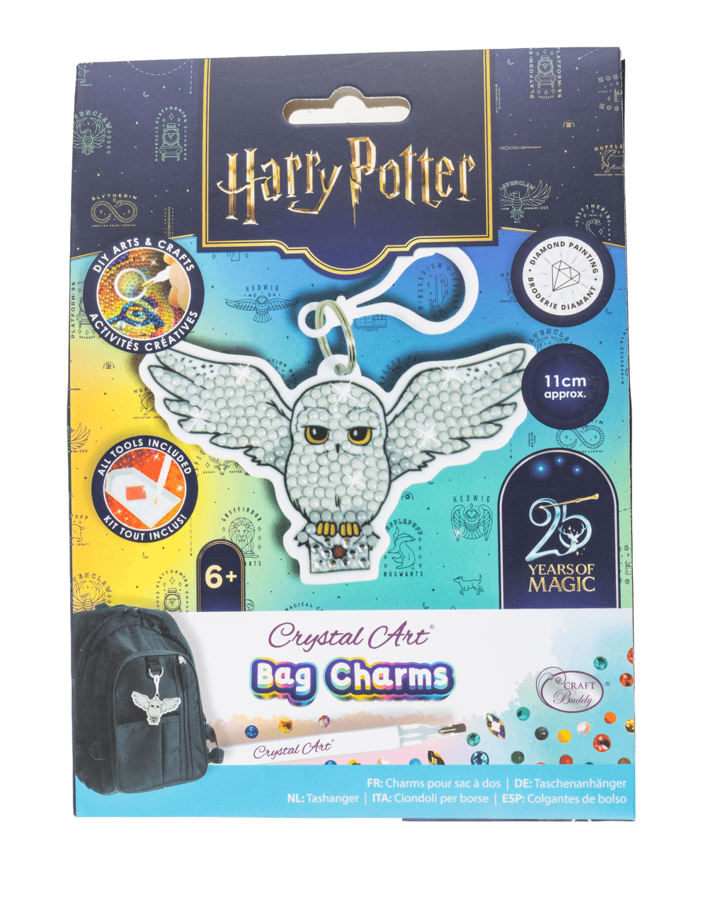 Craft Buddy - Hedwig Crystal Art Bag Charm - 11 cm