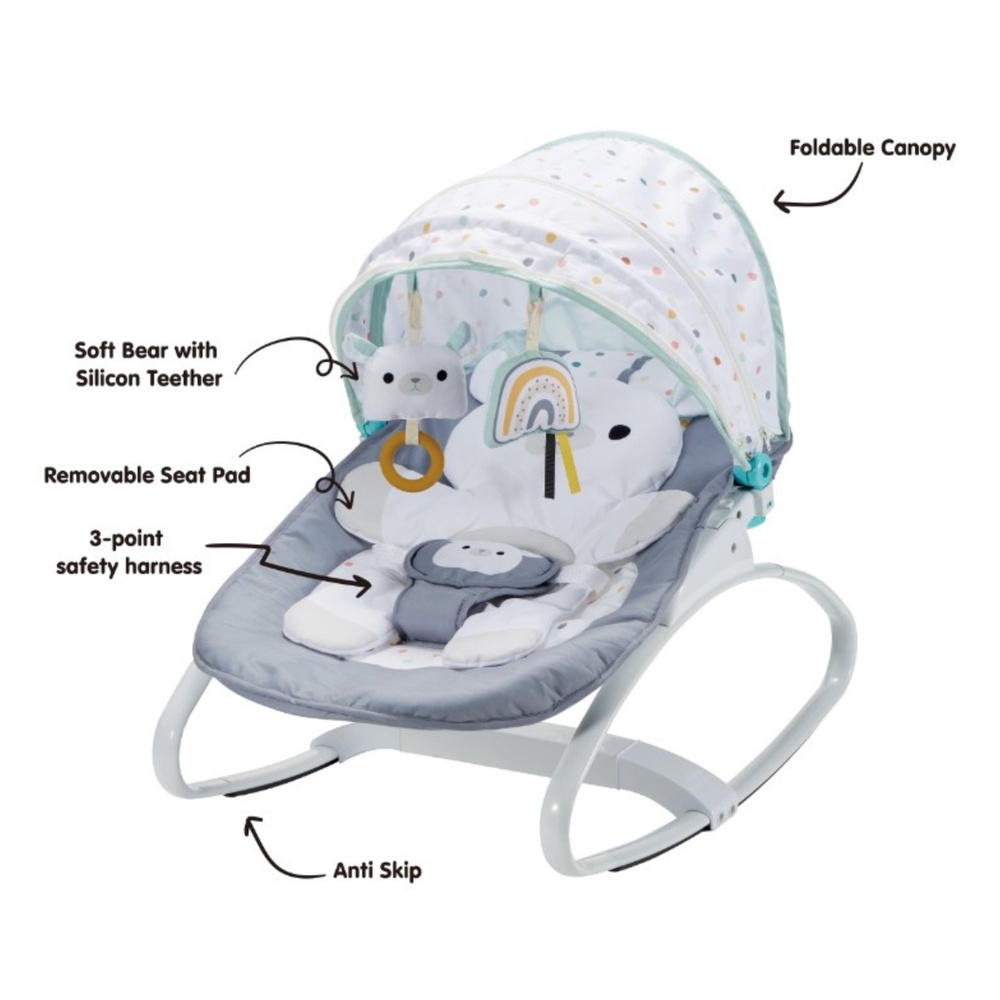 Konig Kids - Baby Rocker Bouncer with Canopy - Bear