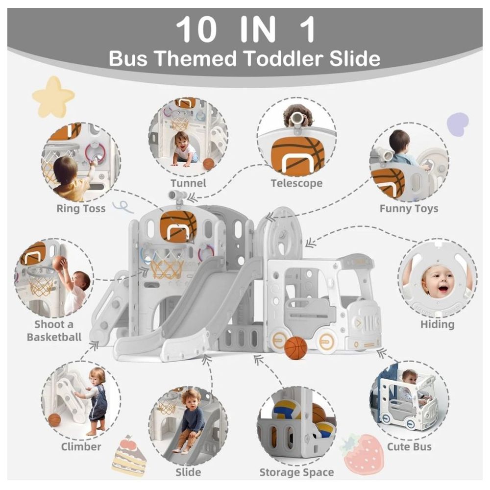 Little Angel Kids Playhouse With Slide - Grey