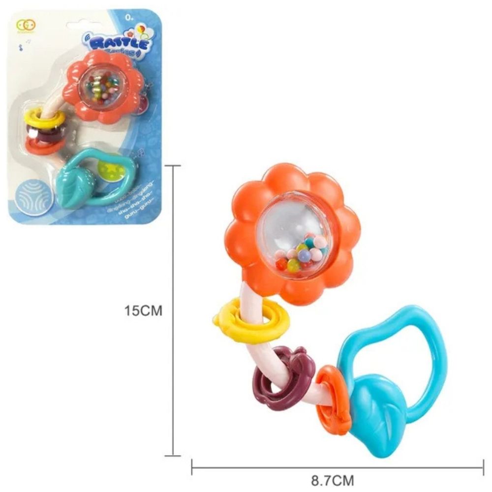 Goodway - Baby Flower Rattle Teether Toy With Beads Design - Blue