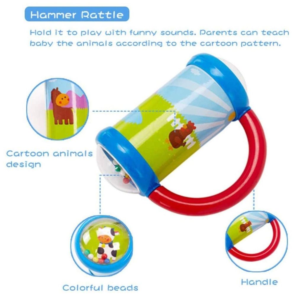 Goodway - Baby Rolling Rattle Toy With Beads & Easy Grip Handle