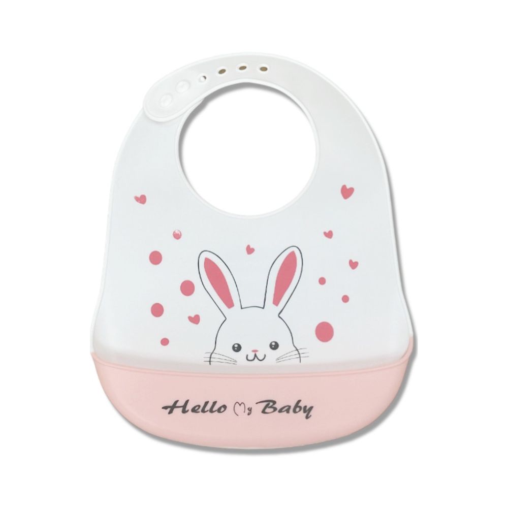 Little Angel Hello Silicone Baby Bib For Babies - White/Pink
