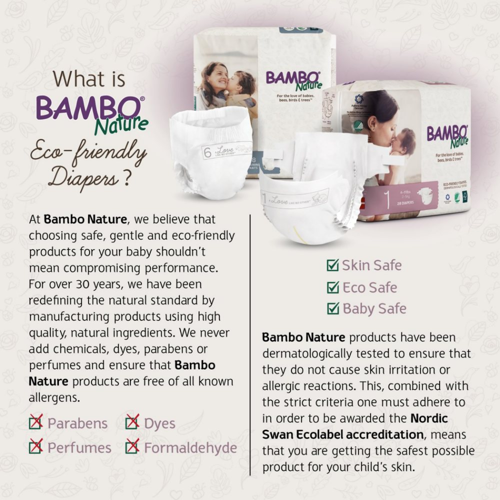 Bambo Nature Eco-Friendly Diapers Value Pack - Size 1, 2-4Kg - 72pcs