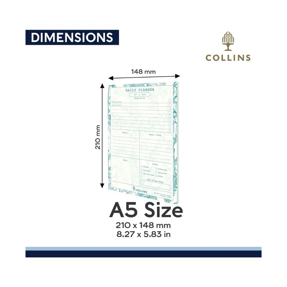 Collins - Tara A5 Daily Desk Pad - White/Green