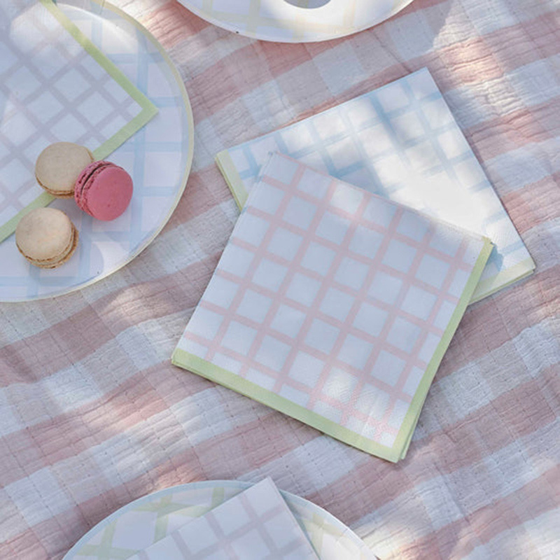 Ginger Ray - Pastel Gingham Easter Paper Napkins - 16pcs