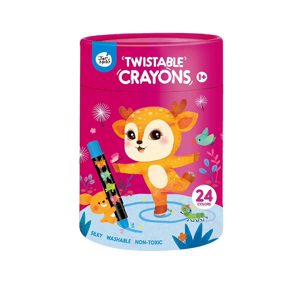 Jar Melo - Twistable Silky Washable Crayons For Toddlers - 24pcs