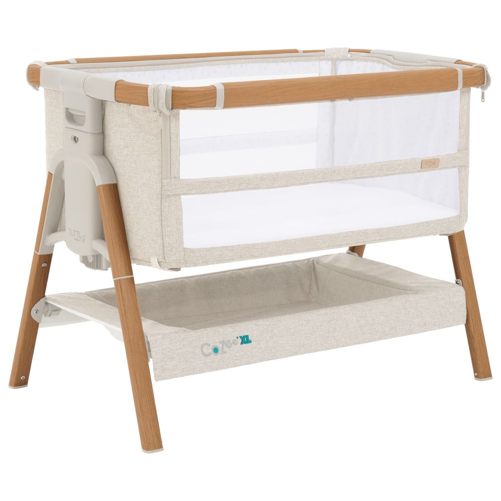 Tutti Bambini Cozee XL Bedside Crib and Cot - Scandinavian Walnut/Ecru