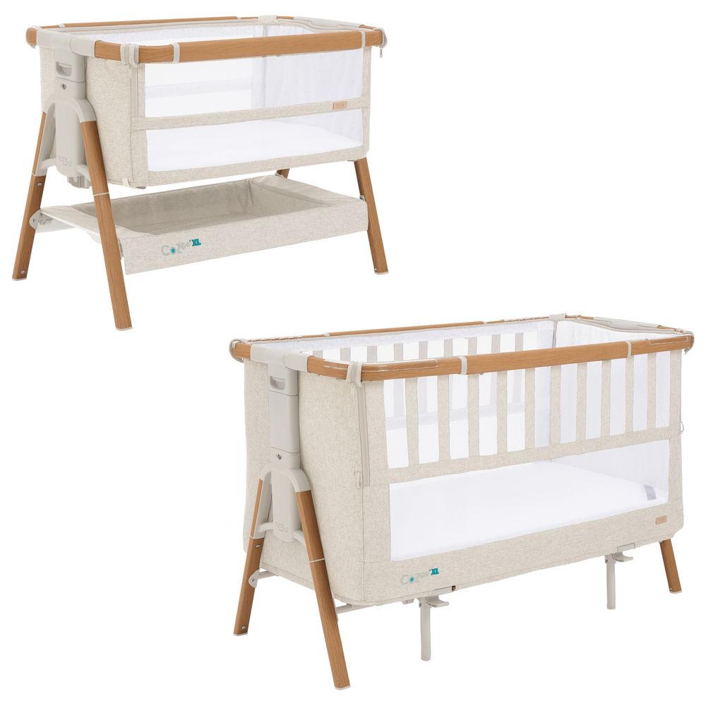 Tutti Bambini Cozee XL Bedside Crib and Cot - Scandinavian Walnut/Ecru